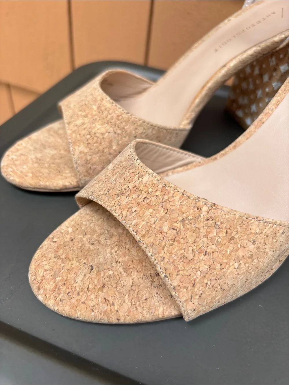 ANTHROPOLOGIE | Cork Block Heel Casual Dressy Retro Open Toe Sandals | Size 8